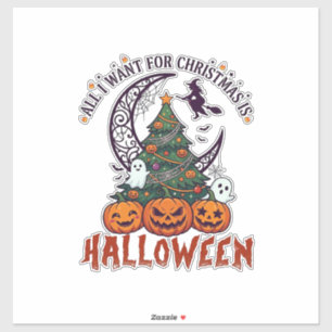 Kerstmis Halloween Boom Pompoenen Geesten Allemaal Sticker