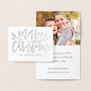 Kerstmis Hand Lettered Foto Zilver Folie Kaarten