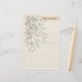 Kerstmis handgetekende bloemrijke maretak briefpapier