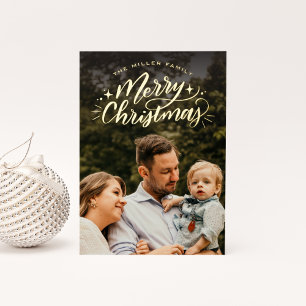 Kerstmis Handlettering Foto Folie Feestdagenkaart