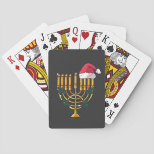 Kerstmis Hanukkah Joods Kerstman Menorah Pokerkaarten