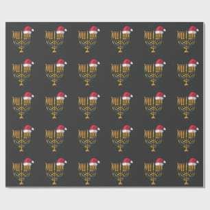 Kerstmis Hanukkah Joods Santa Menora  Cadeaupapier