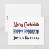 Kerstmis - Hanukkah - Kwanzaa Feestdagenkaart (Voorkant / Achterkant)
