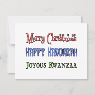 Kerstmis - Hanukkah - Kwanzaa Feestdagenkaart