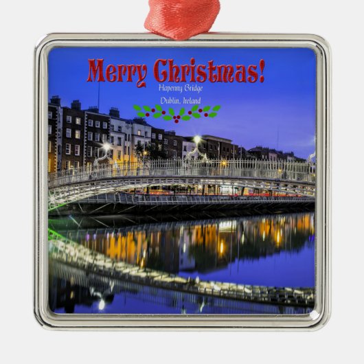 Kerstmis, Ha'penny Bridge, Dublin, Metalen Ornament (Voorkant)
