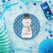 Kerstmis Happy Cartoon Snowman Papieren Bordje (Feest)