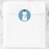 Kerstmis Happy Cartoon Snowman Ronde Sticker (Tas)