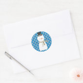 Kerstmis Happy Cartoon Snowman Ronde Sticker (Envelop)