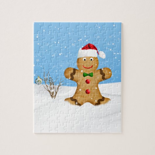 Kerstmis, Happy Gingerbrood Man in Snow Legpuzzel (Verticaal)