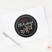 Kerstmis: Happy Holiday Ronde Sticker (Envelop)