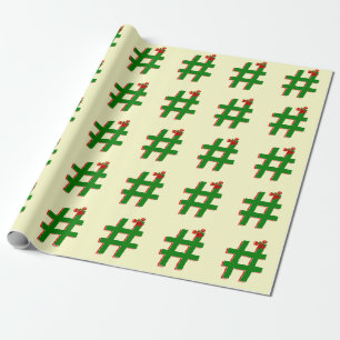 #Kerstmis #HASHTAG - Het symbool van het Label van Cadeaupapier