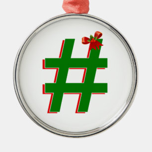 #Kerstmis #HASHTAG - Het symbool van het Label van Metalen Ornament
