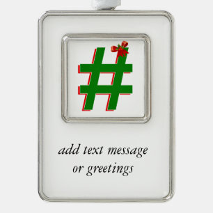#Kerstmis #HASHTAG - Het symbool van het Label van Verzilverd Kader Ornament
