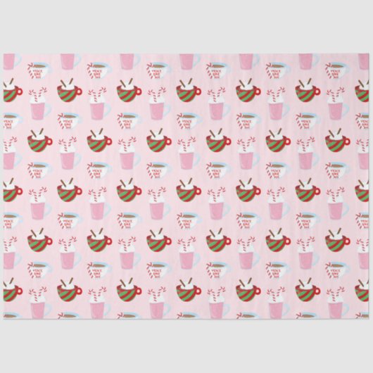 Kerstmis Heet Cacao Patroon Tissuepapier (Voorkant)