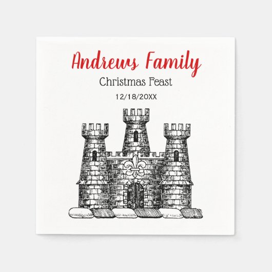 Kerstmis Heraldic Castle Emblem Crest C Servet (Voorkant)