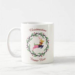 Kerstmis Hert met Krans Aanpassen Koffiemok