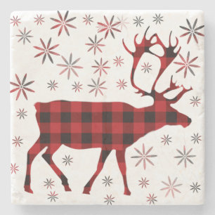 Kerstmis, herten, elanden, kanaribou, rode vleermu stenen onderzetter