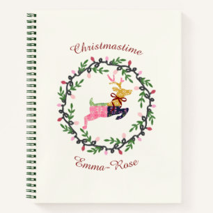 Kerstmis herten met krans aanpassen notitieboek