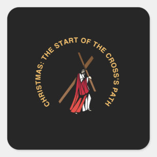 Kerstmis: het begin van het pad van het kruis vierkante sticker
