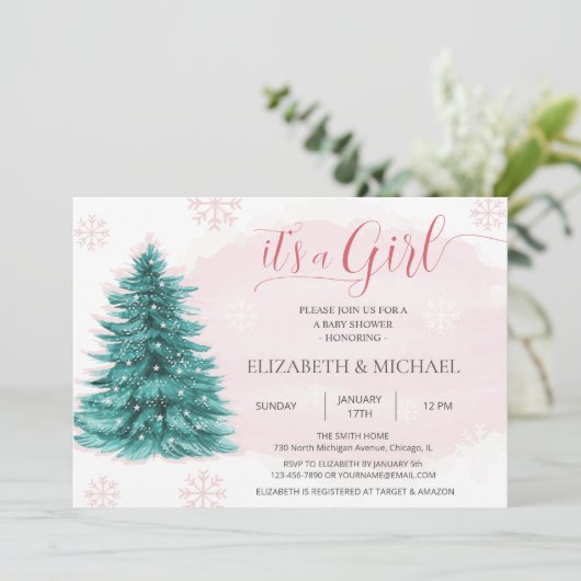 Kerstmis Het is een uitnodiging van een Girl Baby (Staand voorkant)