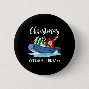 Kerstmis het leven is beter bij het meer bootliefh ronde button 5,7 cm