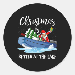 Kerstmis Het Leven Is Beter Bij Het Meer Bootliefh Ronde Sticker