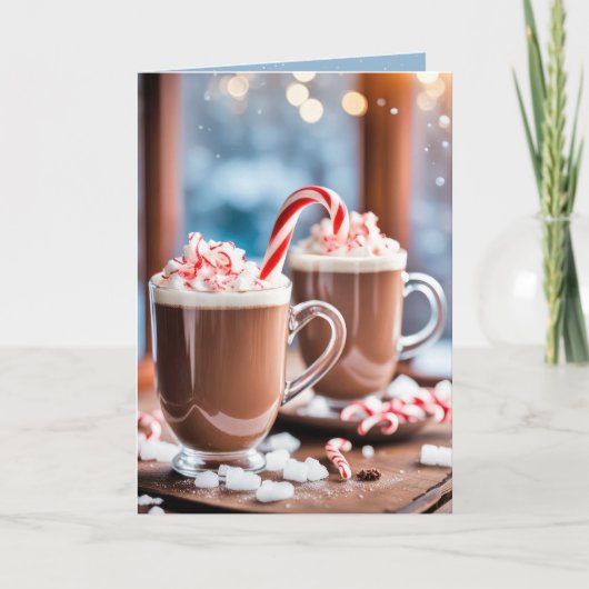 Kerstmis Hete Chocolade Met Candy Canes Feestdagen Kaart (Voorkant)