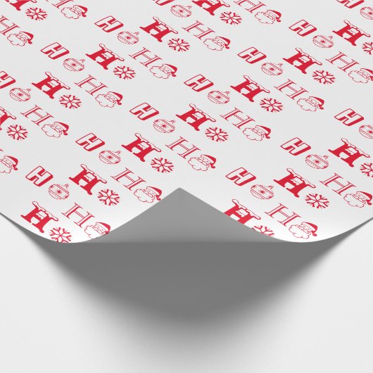 Kerstmis Ho Ho Rood en wit patroon schattig Cadeaupapier (Hoek)
