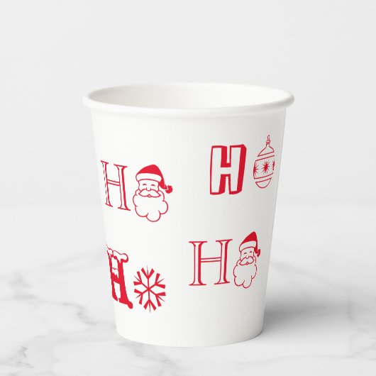 Kerstmis Ho Ho rood en wit schattig Papieren Bekers (Achterkant)