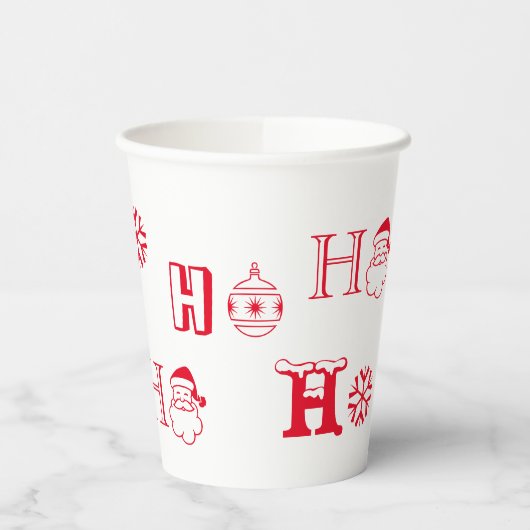 Kerstmis Ho Ho rood en wit schattig Papieren Bekers (Links)