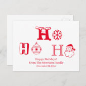Kerstmis Ho Ho Rood met naam schatje Briefkaart (Voorkant / Achterkant)