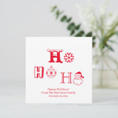 Kerstmis Ho Ho Rood op naam datum schatje (Staand voorkant)