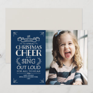 Kerstmis Holiday Foto in Blue Feestdagenkaart