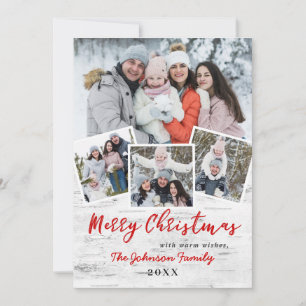 Kerstmis Holly Berry Birch Bark 4 PHOTO Greep Feestdagenkaart