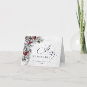Kerstmis Holly Berry Rustic Corporate Greeting Feestdagen Kaart