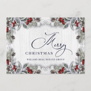 Kerstmis Holly Berry Rustic Corporate Greeting Feestdagenkaart