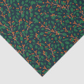 Kerstmis Holly Botanische groen Marine Tissuepapier (Detail)