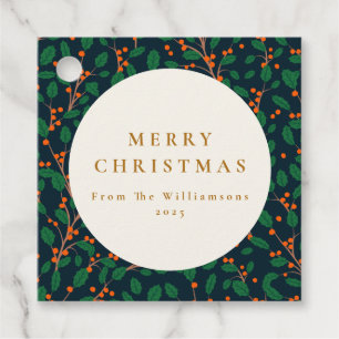 Kerstmis Holly Botanische groen op maat van Bedankjes Labels