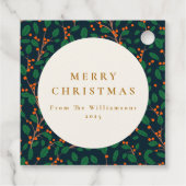Kerstmis Holly Botanische groen op maat van Bedankjes Labels (Achterkant)