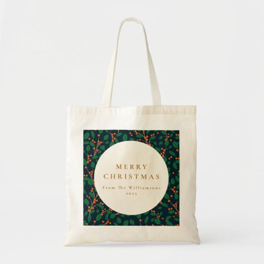 Kerstmis Holly Botanische groen op maat van Tote Bag (Voorkant)