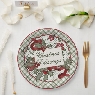 Kerstmis-Holly-CHRISTMAS-BLESSINGS-Bord Papieren Bordje