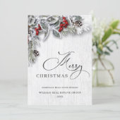 Kerstmis Holly Corporate Greeting Feestdagenkaart (Staand voorkant)