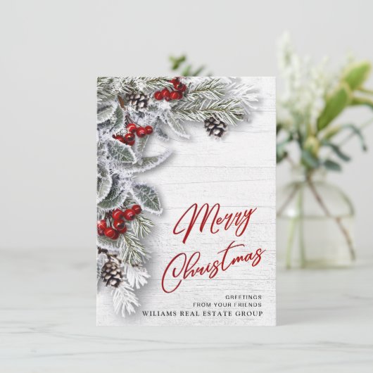 Kerstmis Holly Corporate Holiday Greeting Card Feestdagenkaart (Staand voorkant)