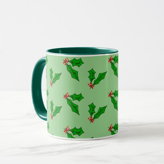 Kerstmis Holly-Day Mok (Voorkant links)