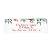 Kerstmis Holly en Berries Return Address Etiket (Voorkant)