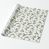 Kerstmis Holly en Mistletoe Cadeaupapier (Uitgerold)