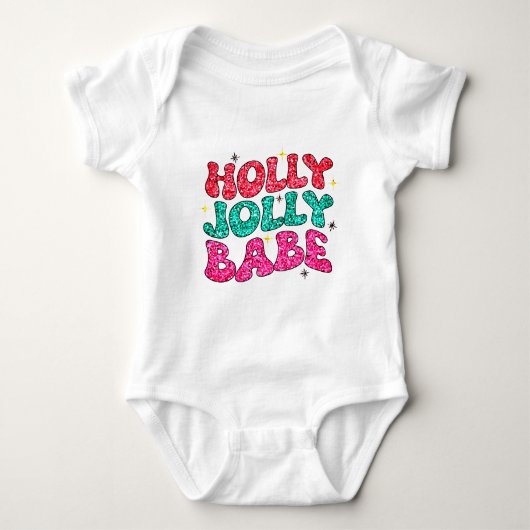 Kerstmis Holly Jolly Babe Modern Glitter Script Romper (Voorkant)