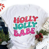 Kerstmis Holly Jolly Babe Modern Glitter Script Tri-Blend Shirt