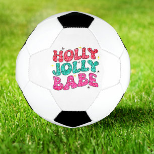 Kerstmis Holly Jolly Babe Modern Glitter Script Voetbal