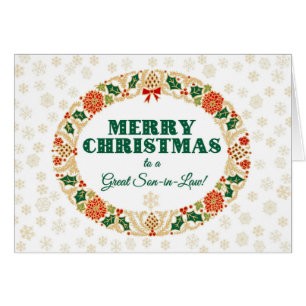 Kerstmis Holly krans, voor schoonzoon, sneeuwvlokk